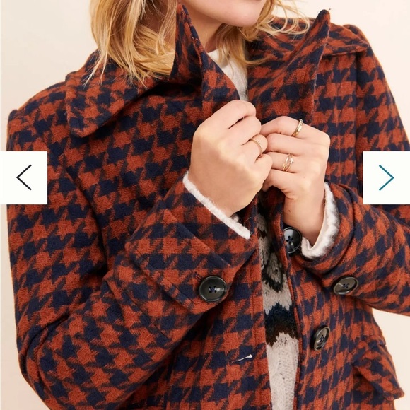 FRENCHMAUVE Gaia Coat Houndstooth topcoat boho flair Size Small fits like medium - Picture 7 of 11